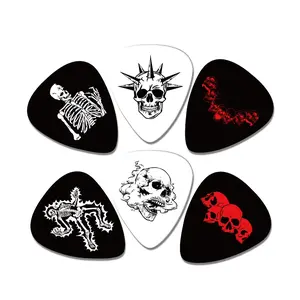 Punk Skull Army Rock Guitar Picks Set, Electric Guitar Picks Thickness 0.71mm, 6 Pieces Pack, Durable and High-Quality, Accessories