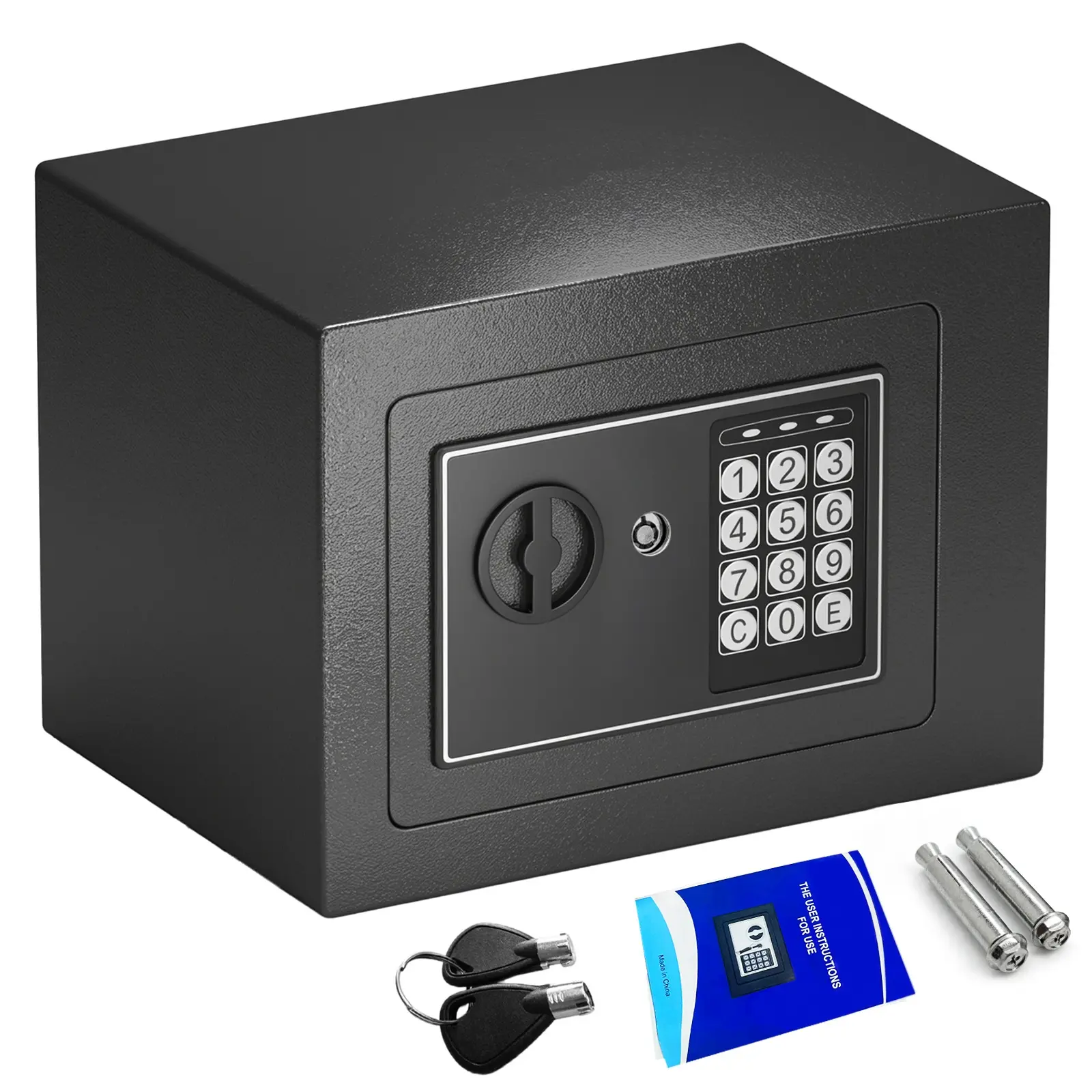Dual-lock Security Safe Box, electronic password & mechanical key design, anti-theft storage box for cash and small valuables, battery not supplied.