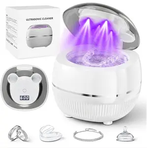 Ultrasonic Retainer Cleaner Pod - 48kHz Dental Sterilizer Machine with 2 Modes, 220ML Capacity for Dentures, Mouth Guards, Toothbrush Heads Home Bathroom Oral Care Tool