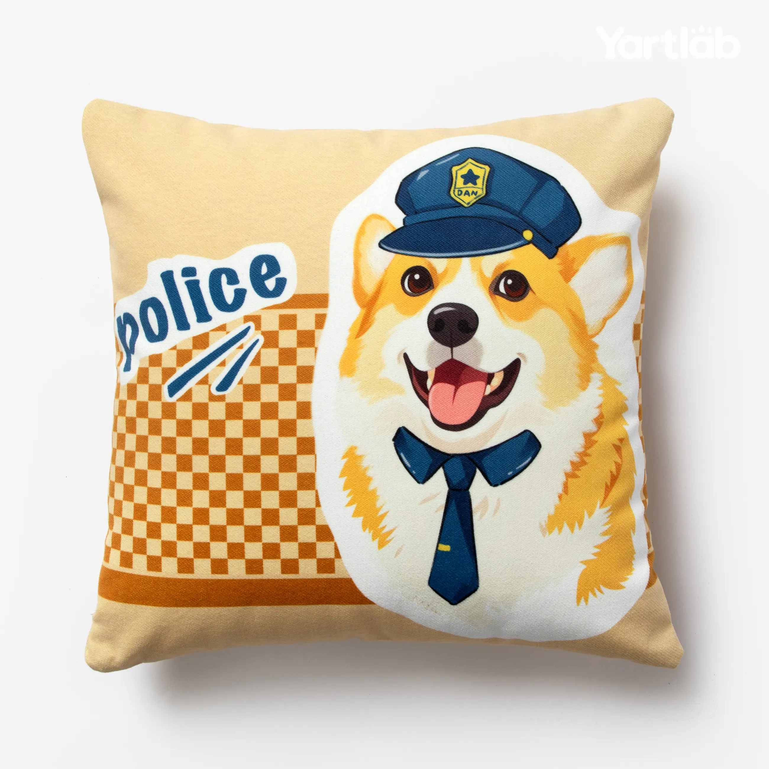 Yartlab Customizable Pet Photo-Name Throw Pillow - Personalized Dog-Cat Portrait Square Cushion with Insert, 2 Sizes Decorative Sofa Pillow for Home, Room Decor