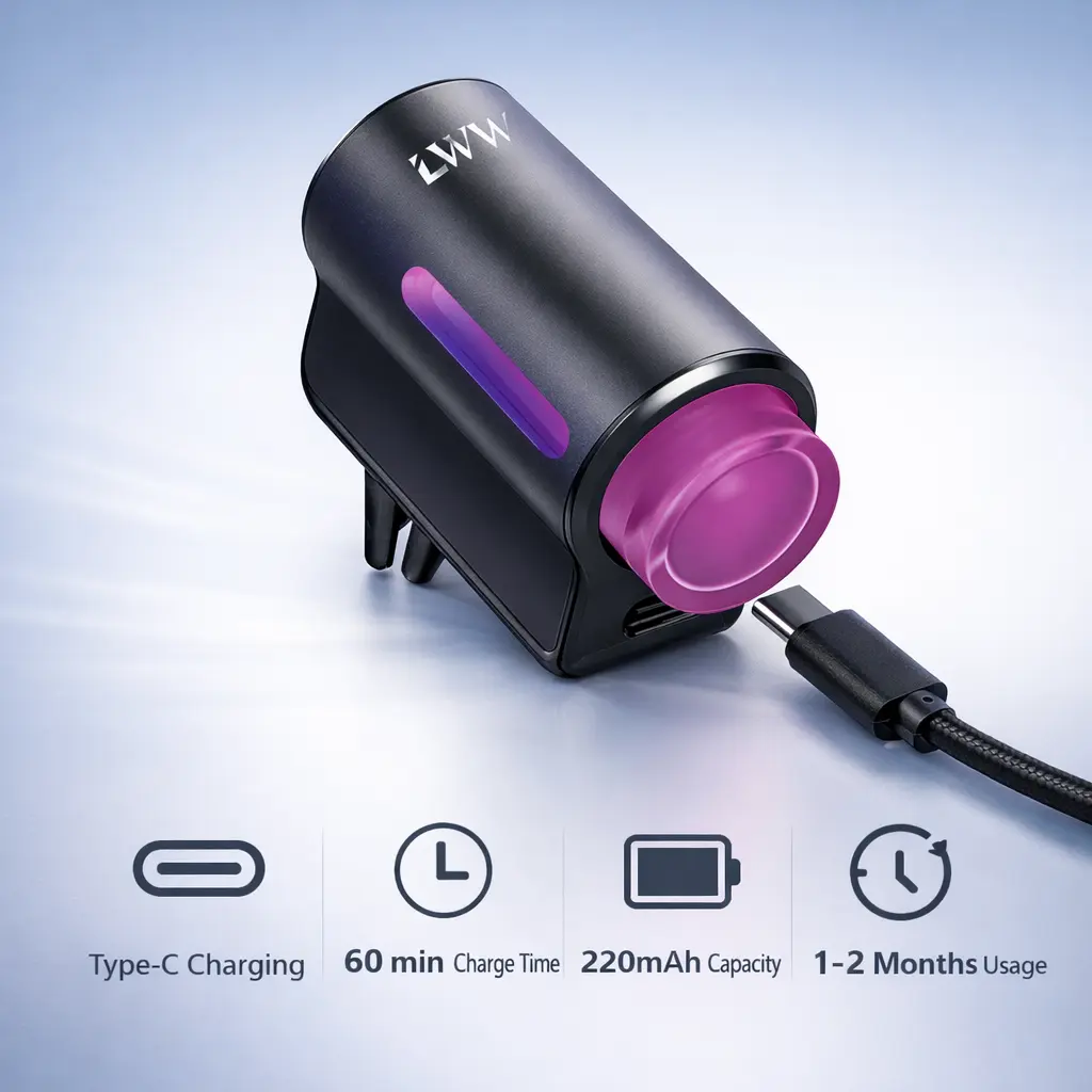 LWW Smart Car Air Freshener Diffuser 3-in-1 USB Powered Rechargeable with LED 3-Level Intensity Control & 10 x 10ml French Oils for Enhanced Woody Fruity Aromatic Scent LWW Smart Car Air Freshener Diffuser 3-in-1 USB Powered Rechargeable with LED 3-Level Intensity Control & 10 x 10ml French Oils for Enhanced Woody Fruity Aromatic Scent