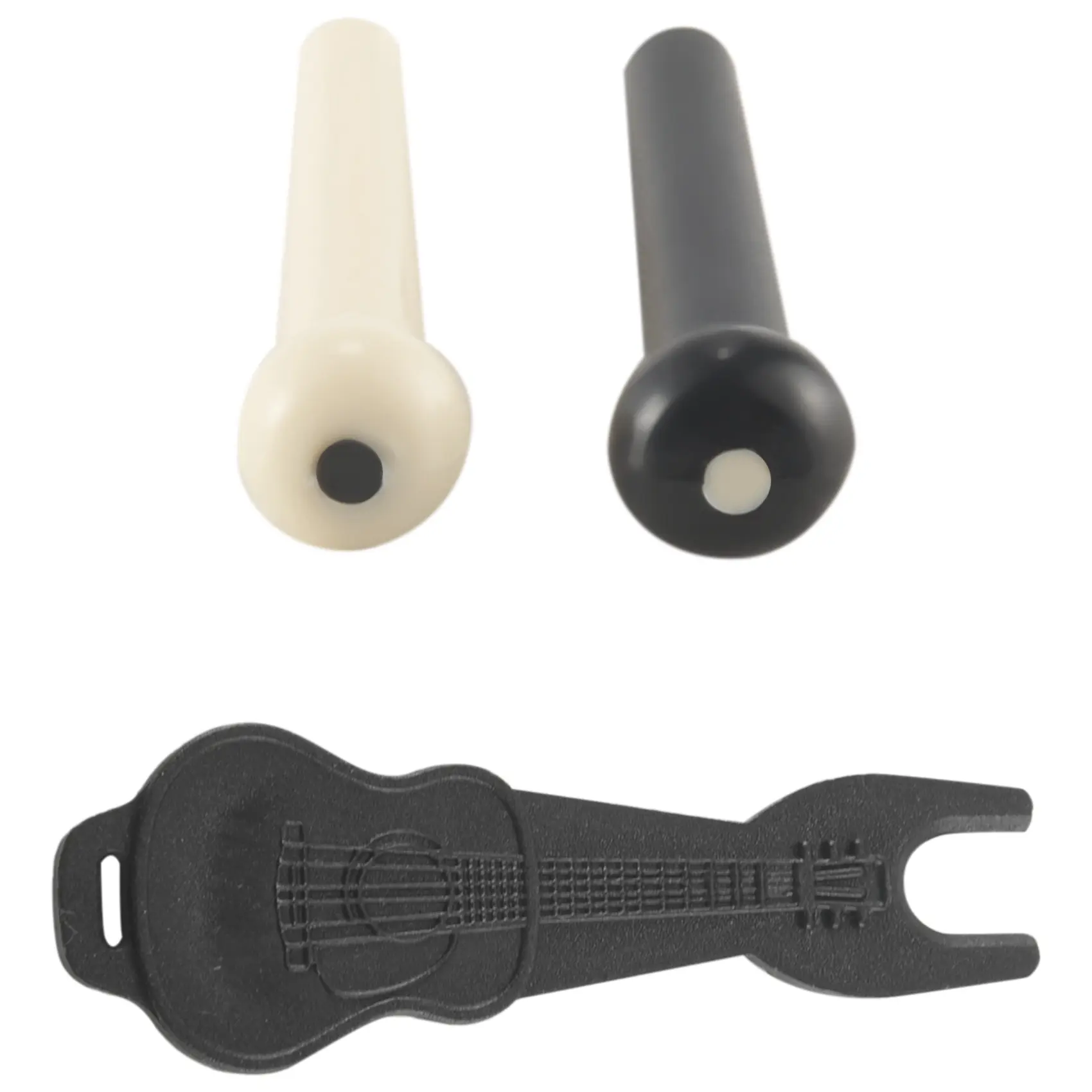 Acoustic Guitar Bridge Pins & Pegs Set - 36 Plastic Lightweight Pieces (18 x White, 6 x 2cm Black) with 1 Bridge Pin Puller Remover for Guitars, Unisex, 1-3Cm