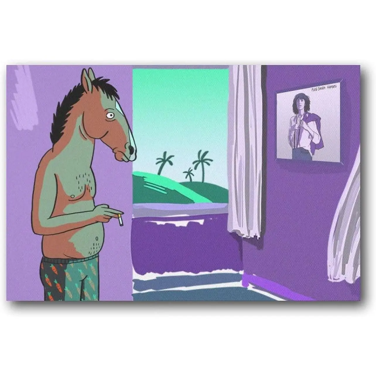 BoJack Horseman Anime Print Poster - Frame-Style Handmade Framed Canvas Artwork, Multi-Size Home Decor (12x18inch(30x45cm),16x24inch(40x60cm),20x30inch(50x75cm)) Home Supplies Wall Decor