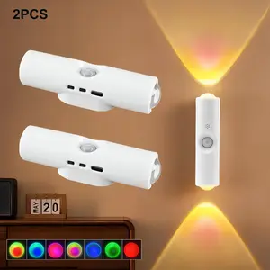 [Free!!ship] BMTWE 2 PCS Motion Sensor LED Night Light 7-Color Gradient Ambient Lighting USB Rechargeable Magnetic LED Wall Lamp for Bedroom Entryway Hallway Desk Stairs #Summervibes