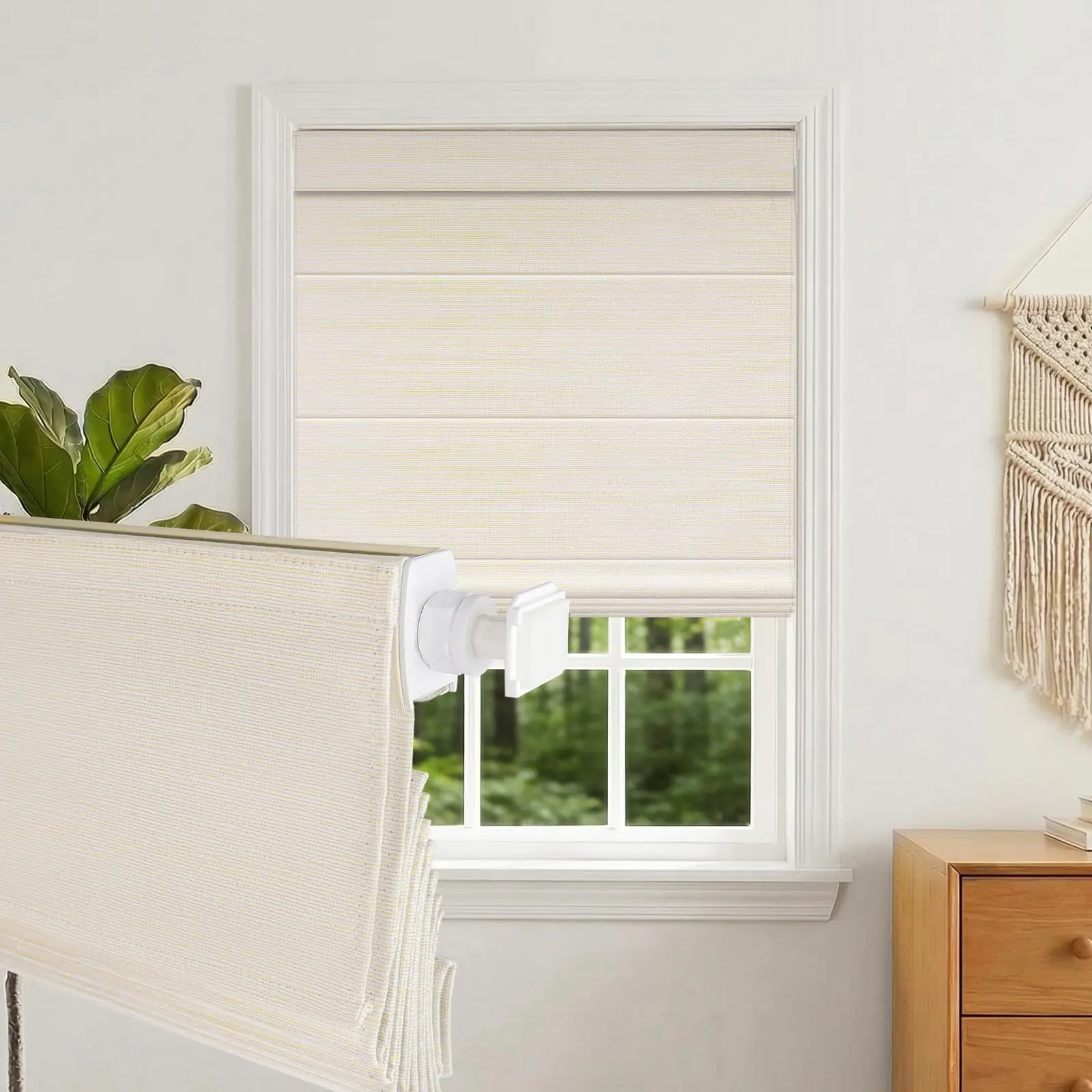 inCustom No Drill No Tools Roman Shades, Cordless Blackout Window Roman Blinds, Easy to Install Indoor Window Shades