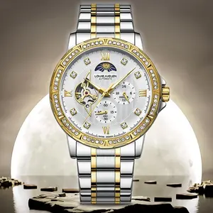 Elite Men's Swiss Automatic Chronograph: 44mm Diamond-Accented Bezel | Exuding Refined Opulence | Triple-Fortified Durability (30M Water/Shock/Scratch Resistant) | Engineered for Boardroom Authority, Wilderness Expeditions & Black-Tie Affairs