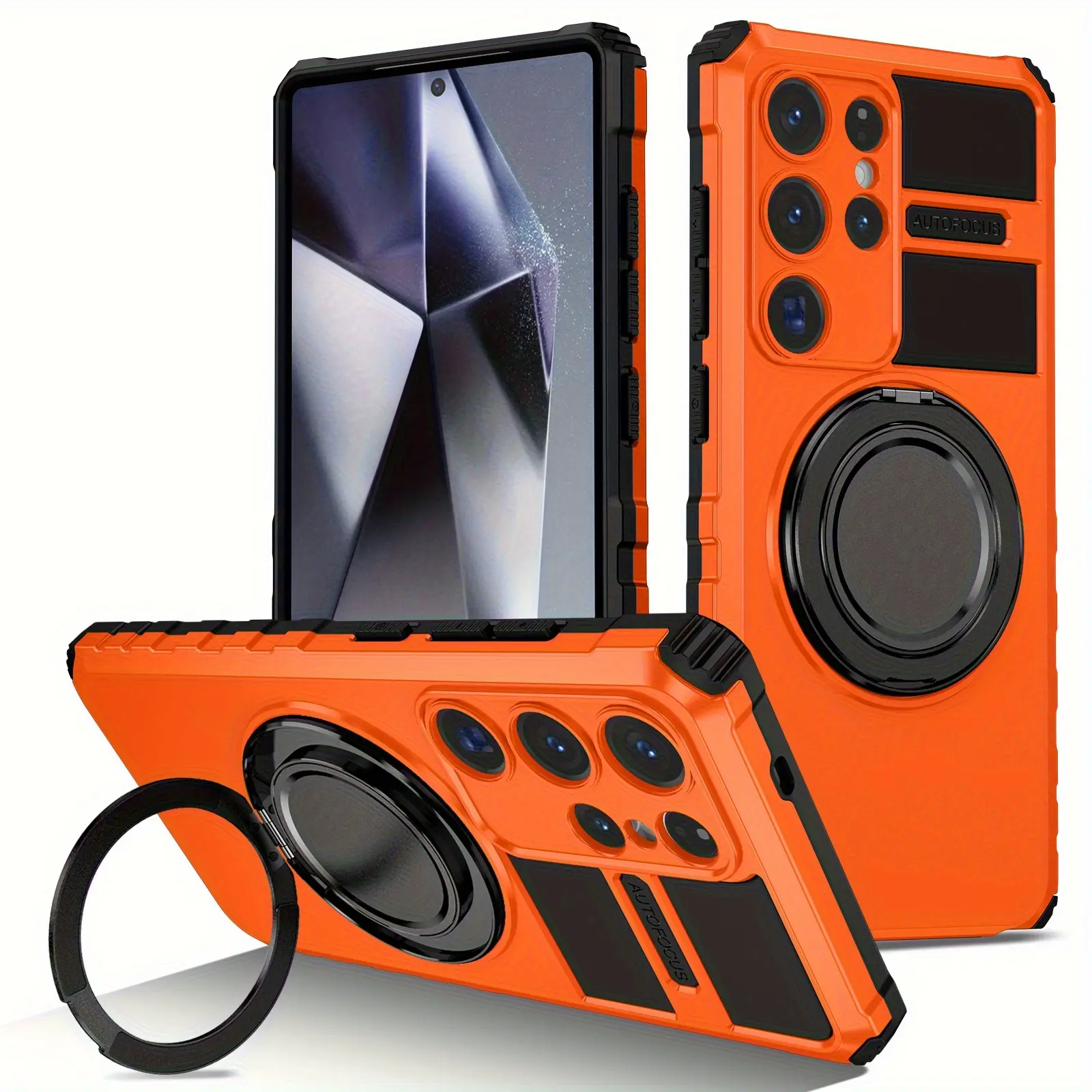 3pcs (1 Phone Case, 2 Screen Protectors), Shockproof TPU Cover, Shockproof Protective Case for Samsung Galaxy S26 S25 S24 Ultra Plus FE 360°Rotating Magnetic Car Bracket Supports Wireless Charging Accessories