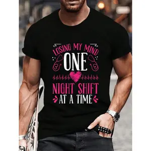 100% Cotton Night Shift Emergency Room Nurse Girlfriend ER Nurse T-Shirt Women's Men's Graphic Tee Crew Neck summer vacation Tops