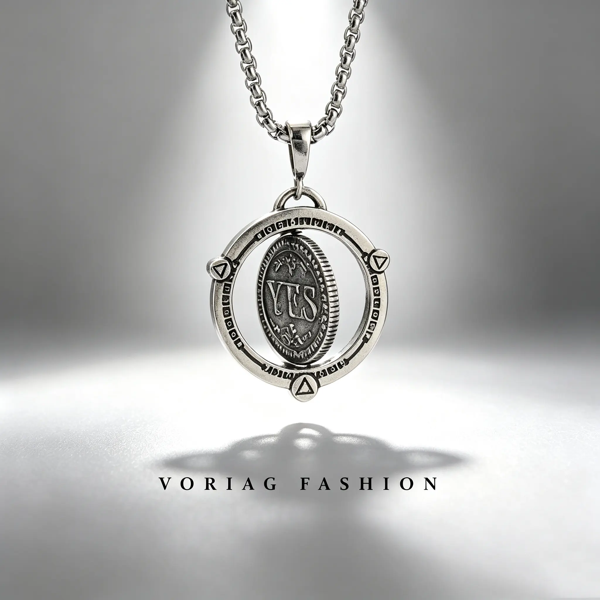 Rotating decision coin pendant, retro hip-hop unisex necklace, "yes or no" necklace, couple necklace, everyday gift.
