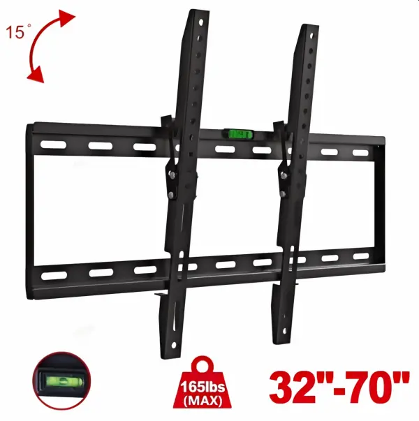 HDTV Wall Bracket - Universal Carbon Steel, 32-70 Inch Flat/Curved TV Ready, Slim Wall Fit, Adjustable Low Profile, 75kg/165lbs Heavy Duty, Max 600x400mm VESA, Quick Release, Anti-Drop Locking, Quality Inspection, Living Room Home Decor, Assembly Required