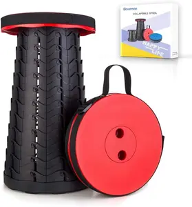 2025 Upgraded Folding Stool, Portable Folding Stool, Telescopic Camping Stool with Max Load Capacity 485lbs, Retractable Square Stool for Camping, Gardening Outdoor Chair Travel Compact