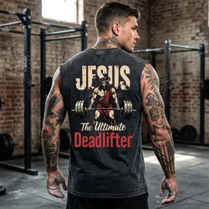 Jesus The Ultimate Deadlifter Unisex Washed Tank Top