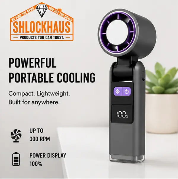 Portable Handheld Turbo Fan | 300 RPM Rechargeable Mini Cooling Fan | Dyson-Style Design