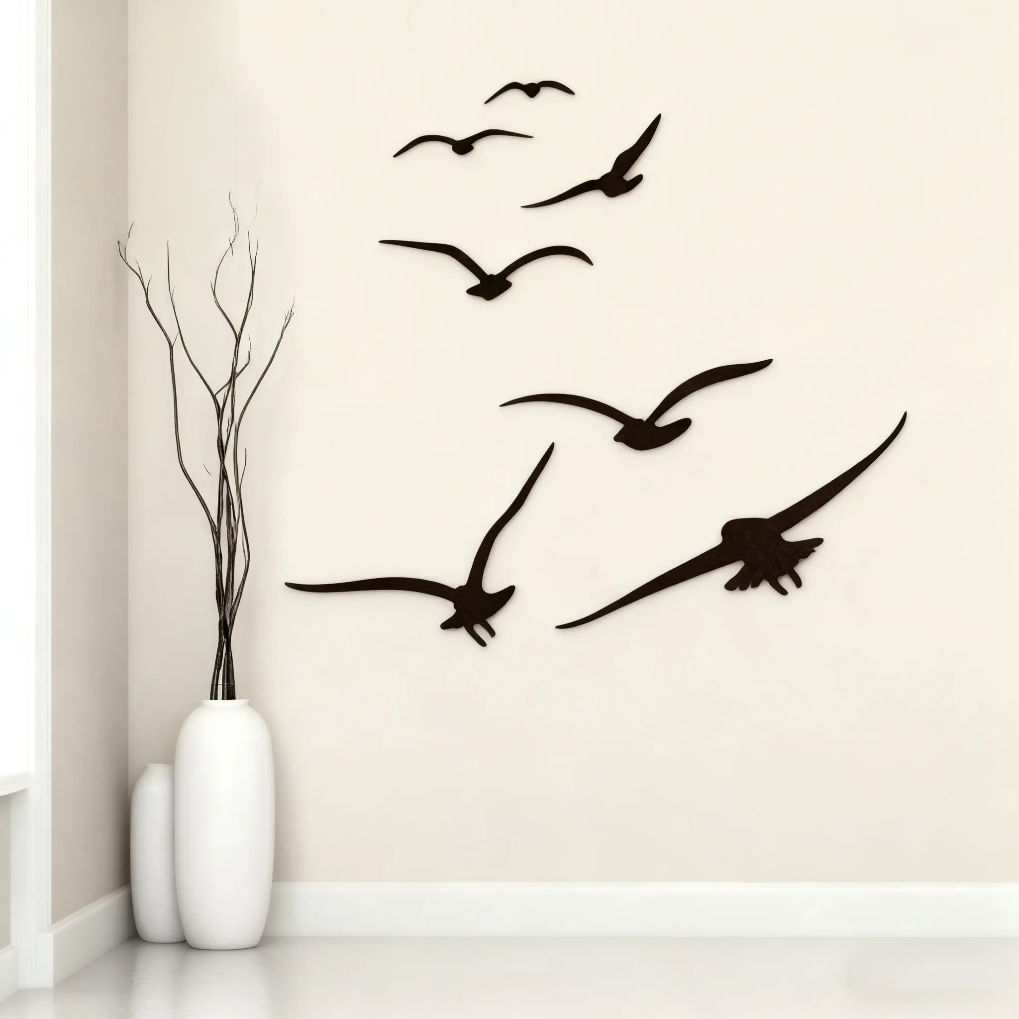 1 black flying seagulls Decorative wall sticker, suitable for living rooms, bedrooms, cabinets, bathrooms and other background wall decorations, home decoration, wall decoration. Christmas holiday party atmosphere decoration.