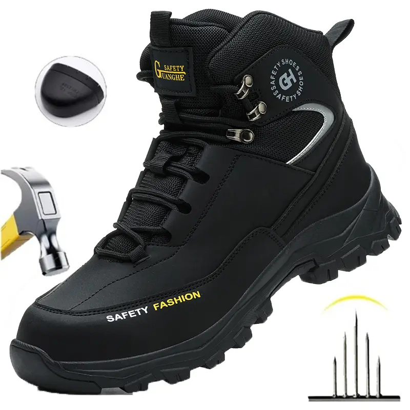 Work Safety Shoes For Men Work Sneakers Steel Toe Shoes Anti-puncture Safety Protective Shoe Men Indestructible Shoes High top sneakers Waterproof Anti-slip work hiking boots sneakers