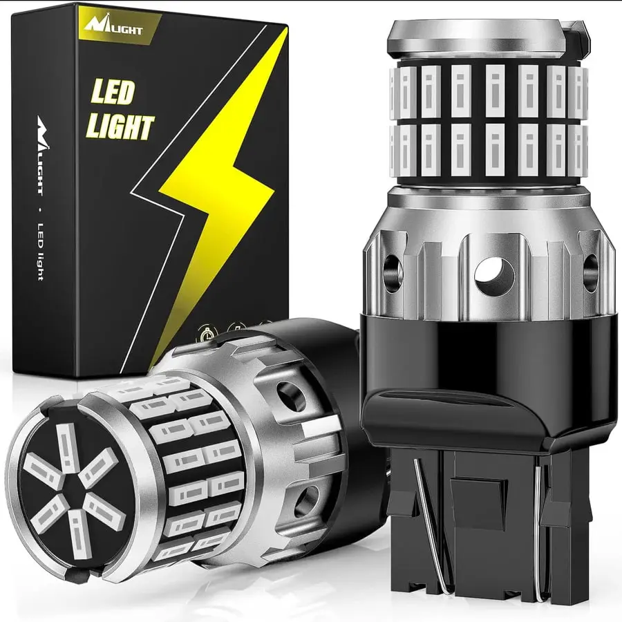 Nilight 7440-7443 T20 4014 63SMD Red High Lumen LED Car Bulbs (Pair Set) with Aluminum Cooling, High Lumen Headlight, Brake/Tail Lights, Plug-N-Play DC 12V LED Lights for Cars, Turn Signal Lights