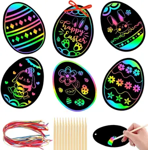 36 PCS Easter Egg Scratch Art Kit for Kids – DIY Easter Crafts, Rainbow Magic Scratch Paper Set – Easter Gifts, Classroom Activities, Party Favors & Basket Stuffers