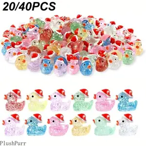 Premier League Fan Shop Christmas Mini Glitter Duck Set - Colorful Resin Figurines, No Plug Needed, Mini Gifts, Party Favors & Ornaments for Gifting & Outdoor Decor