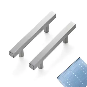 Ravinte Cabinet Pulls Brushed Nickel Sqaure Kitchen Cabinet Handles Silver Cabinet Hardware Stainless Steel Drawer Pulls with Mounting Template