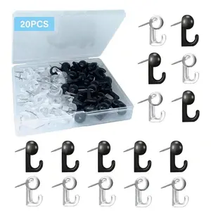 20pcs Push Pin Hooks, Plastic Heads Cork Board Hooks, U Shaped Hook, Decorative Thumb Tacks for Photo Wall, Bulletin Board, Home Office School Supplies