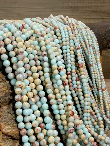 Natural Shoushan Stone Round Beads, 4/6/8/10mm Sizes, Ideal for Jewelry Making & DIY Projects, Handicraft enthusiasts, 15-Inch Strands, Seed Beads