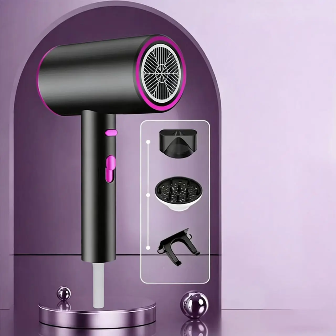 High-Power Constant-Temp Negative Ion Diffuser Blow Dryer, Lightweight Quiet Hair Dryer for Home/Salon Use, Includes Styling Comb, Suitable for All Hair Types