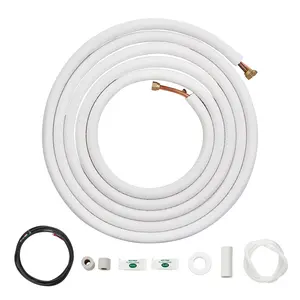 VEVOR 25FT Mini Split Line Set, Summervibes,Summervibes, 1/4" & 1/2" O.D Copper Pipes Tubing and Triple-Layer Insulation, for Air Conditioning or Heating Pump Equipment & HVAC with Rich Accessories (27ft Connection Cable)