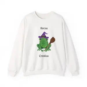 Toad Witch Hocus Croakus Sweatshirt, Halloween Design Pullover Jumper, Witchy Spell Casting Sweater, Spooky Frog Crewneck, Occult Apparel,