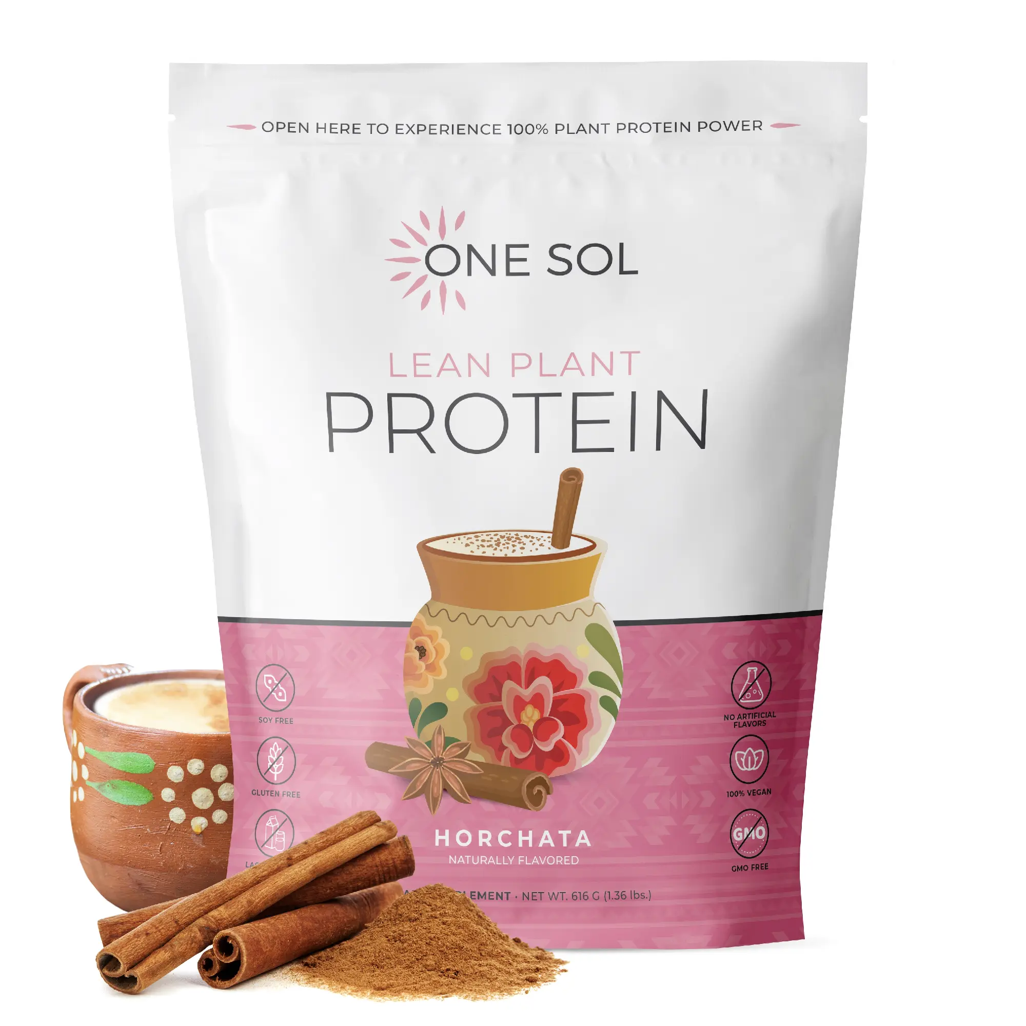 One Sol Lean Plant-Based Protein Powder, Horchata Flavor, Pea & Brown Rice Protein, Low Carb, Vegan Friendly - Gluten, Lactose, & Soy Free - No Added Sugar, Non-GMO, Clean Nutrition, No Bloating Healthcare Dietary