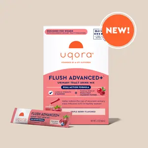 Uqora Flush Advanced+ - Helps Reduce Risk of Recurrent UTI** - With Cranberry, D-Mannose, Vitamin C, Vitamin B6 & Potassium - Gluten-Free & Vegan - Triple Berry Flavor