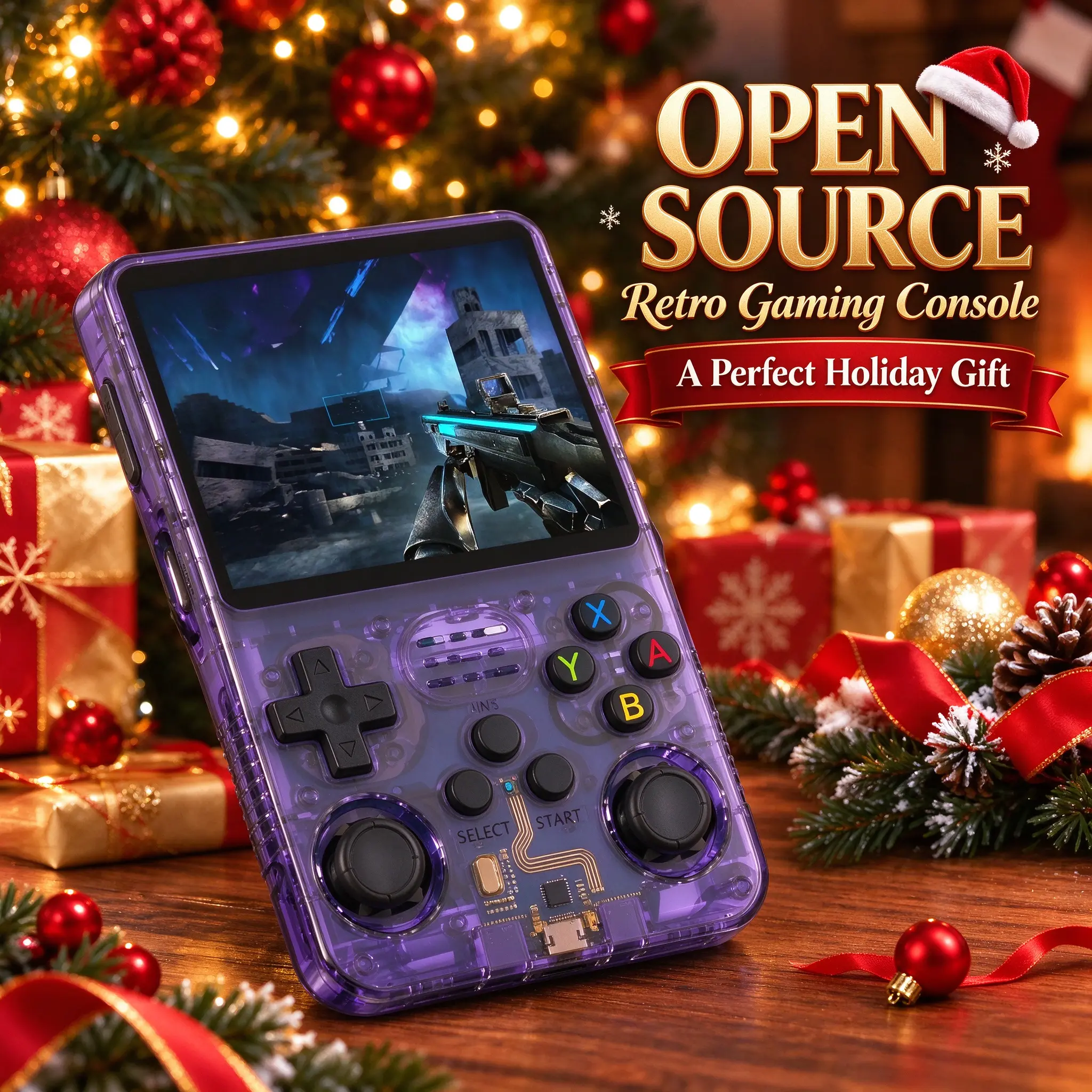 Retro Handheld Game Console, R363S 3.5" IPS Open Source Gaming Device with Dual 3D Joysticks, 3500mAh Battery, Portable Travel Gift for Kids & Adult Gamers