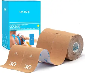 OK TAPE Precut Kinesiology Tape, 2 Rolls 40 Strips, Original Cotton Latex-Free, 2 in x 16.4 ft Waterproof Athletic Sports Tape for Knee Pain, Injuries & Sprains Back Taping