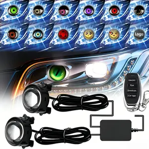 33 Modes Car Devil Eye LED Light with Remote Control, Dynamic Eye Projection Decorative Lamp, Adjustable Pattern Accent Light for Cars & Motorcycles, Led Car Lights