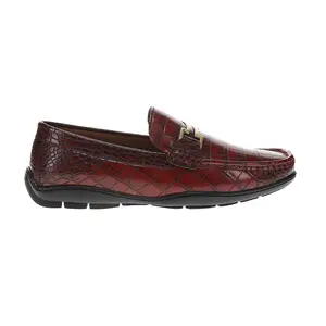 Stacy Adams Mens Embrey Croc Print Loafers Casual Shoes - Red