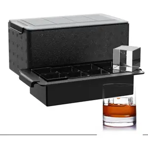 Clear Ice Cube Tray For Whiskey, Bourbon, Old Fashioned Whisky: 2Inch Clear Ice Cube Maker-Silicone Large Ice Cube Tray-Square Ice Tray