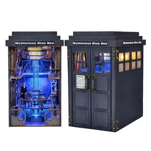 Book Nook Kit,DIY Dollhouse Miniature House Booknook for Adults and Teens, BookshelfInsert Decor, Bookends Model Build-Creativity Gift Kit for Friends and Family[Mysterious Blue Box]