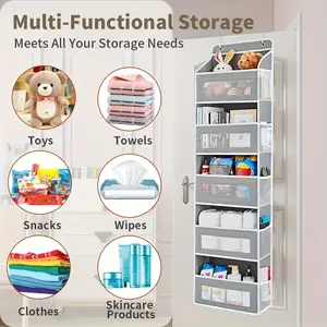 5-Tier Lightweight Polyester Hangable Closet Organizer, Storage Organization Solution for Wardrobe Door Backs, Room Storage for Underwear & Socks