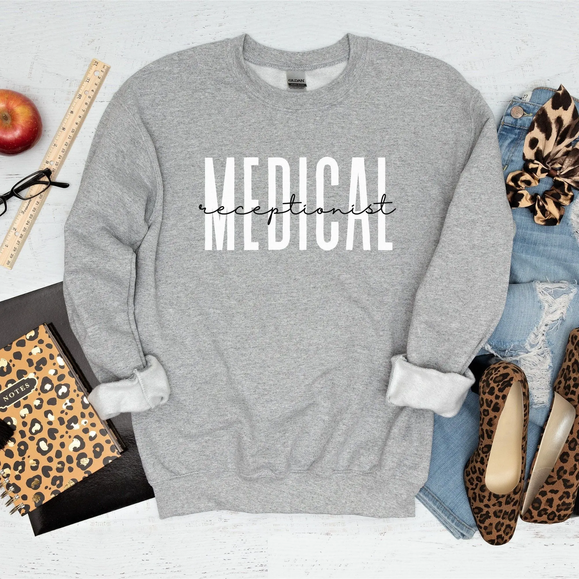 Medical Receptionist T-Shirt, Sweatshirt and Hoodie – Gift for Students, Office Staff, Healthcare Workers – Cute Appreciation Pullover Cotton Crewneck Fabric Sleeve