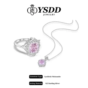 【#531】New Rose Cut Ring and Necklace Grade 6A High-carbon Stone Jewelry in 925 Sterling Silver