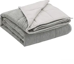 Cooling Weighted Blanket 15 lbs Cool Moire Jersey Bed Blanket  Size for Hot Sleeper with Soft Breathable Sanded, 48 x 72 inches, Grey