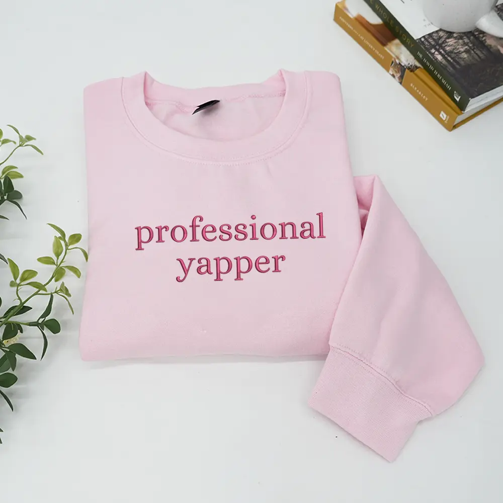 Embroidered Professional Yapper Sweatshirt, Funny Y2K Meme Crewneck, Cute Girly Sweater Gift, Fun Gift Idea for Her
