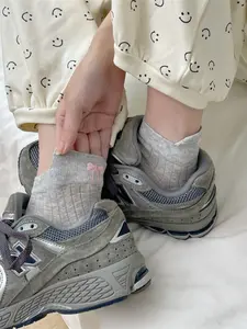 Women's Short Socks with Bow Embroidery, Breathable Summer Thin Socks, Stylish Ear Design, All Seasons Wear