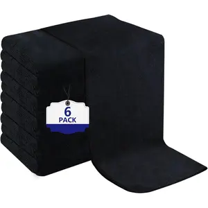 6 pack black salon towels super soft and absorbent microfiber hair towel for salon bath spa pool and home 27 inch x 16 inch black