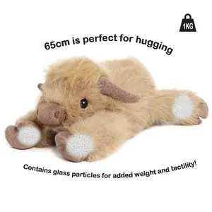 65cm Light Highland Cow Plush Doll, PP Cotton Filled, Ideal Gift for Kids, Soft Huggable Companion Stuffed Toy, High-Quality Simulation