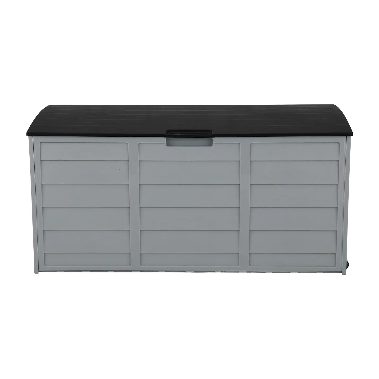 75Gal (260L) Gray Outdoor Plastic Storage Deck Box with Gray Lid, Waterproof Garden Chest, Lockable Lid, Wheels, Durable Reinforced Organizer for Tools, Toys, Gray Box With Gray Lid