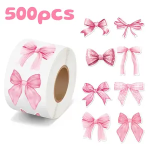 500 Pcs Butterfly Knot Sticker Roll, Self Adhesive Stickers, Cute Decorative Sealing Labels, Perfect for Gift Wrapping, Party Favors, Holiday Decoration