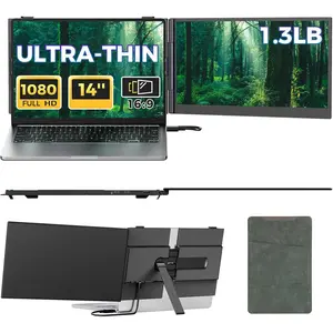Laptop Screen Extender,14" FHD 1080P IPS Portable  for Laptop,Ultra-Thin 0.17" & 1.3lbs Lightweight,Plug & Play Dual Screen for 13-17.3" Laptops,Compatible with Wins//Android//Chrome