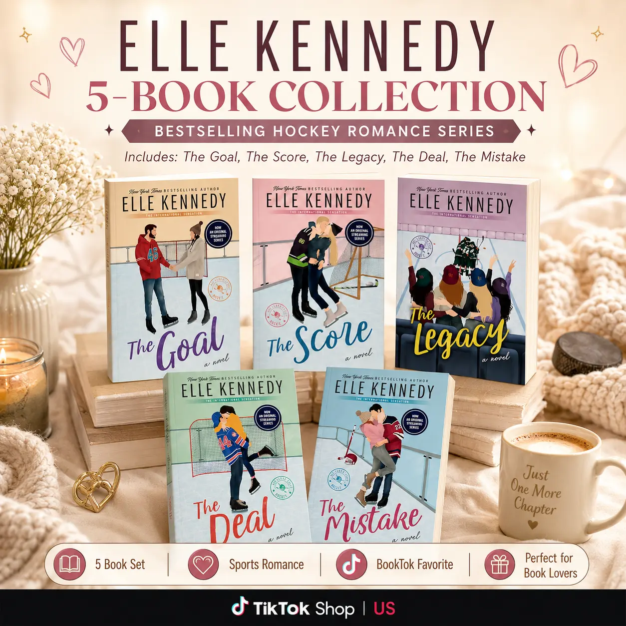 Elle Kennedy Off-Campus Series 5-Book Collection | Hockey Sports Romance Novels, Paperback or Hardcover Book Set for Adult Readers