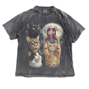 Vintage Funny Cat DrPepperr Graphic T-Shirt – Cat Dr Pep Moon Y2k Tee, Vintage Animal T-Shirt, Retro Aesthetic