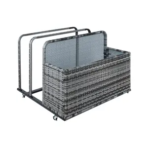 GAOMON Grey Poolside Float Storage,Outdoor Storage,PE Rattan Outdoor Pool Caddy With Rolling Wheels,Patio Deck Boxes,Storage Box,Pool,Beach-Sturdy